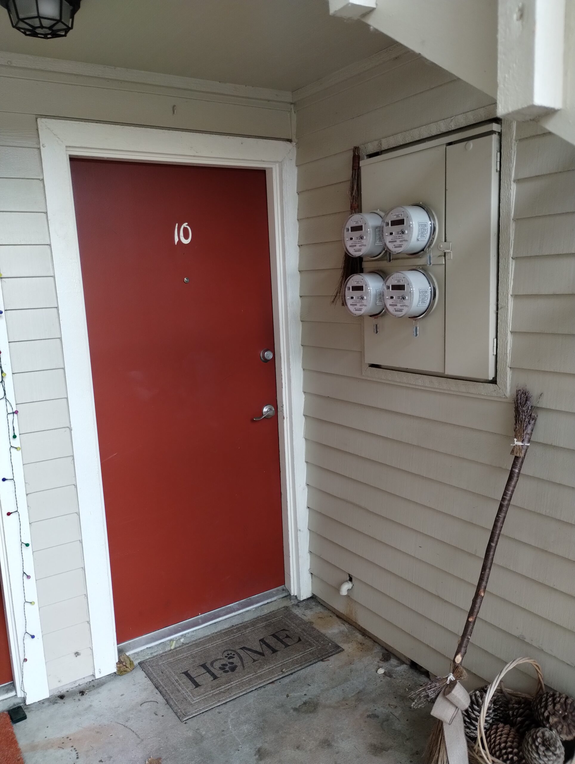 Existing four-gang meter pack before VECOR’s multifamily electrical upgrade.